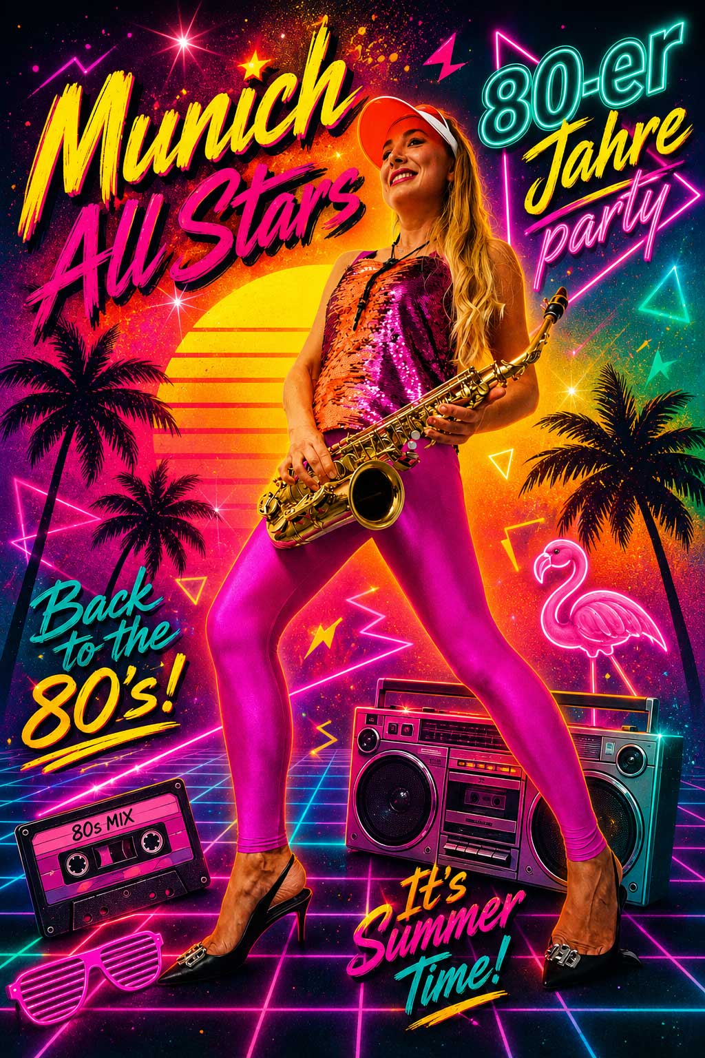 Saxophonist of Munich All Stars in a high-energy 80s show for corporate events