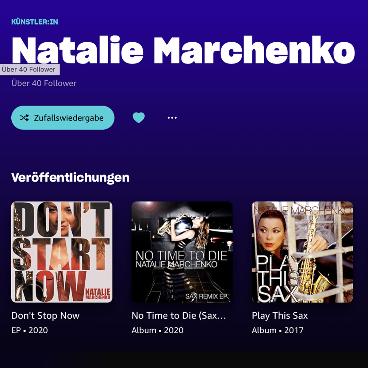 Natalie Marchenko auf Amazon Music – Saxophon Musik und Streaming