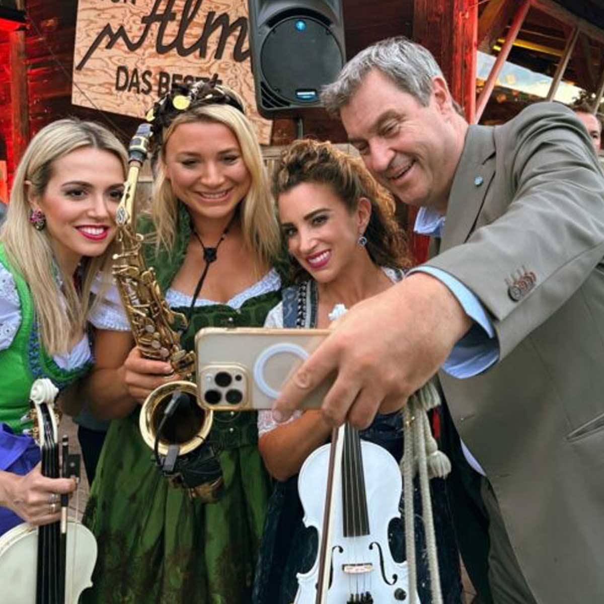 Saxophonistin Empfang Markus Söder