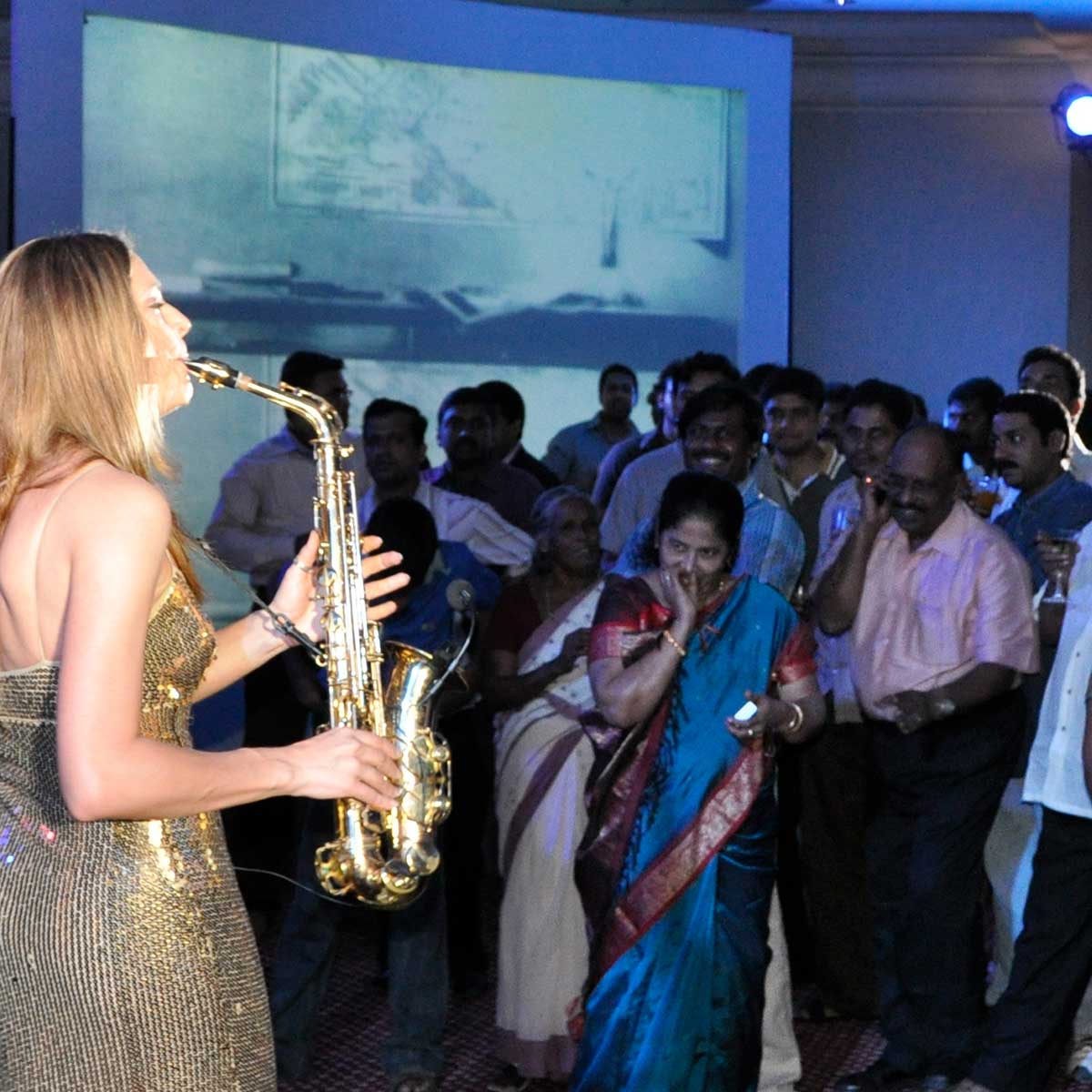 Saxophonistin Event Indien Referenzen